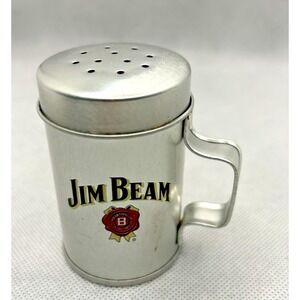 Jim Beam‎ Tin Metal Mini Salt Pepper Shaker w/ Handle 3" Seasoning Barware Gifts